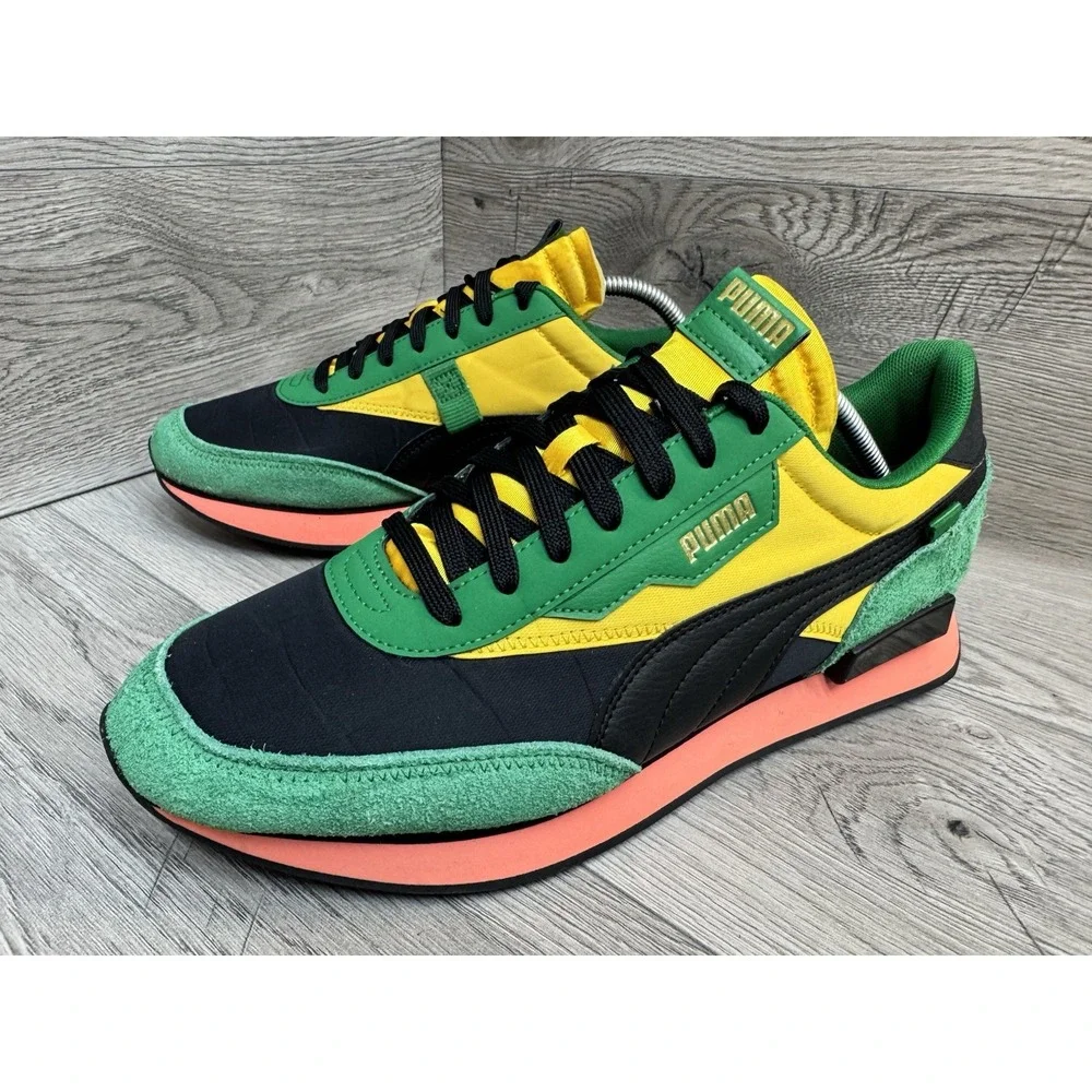 Puma Future Rider Game On Black Green Yellow sneaker shoes men's size 11
